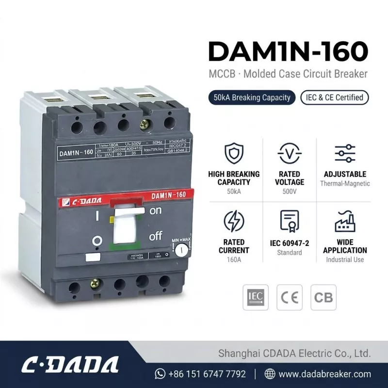 CDADA predstavlja DAM1N-160 160A MCCB prekidač velikog kapaciteta