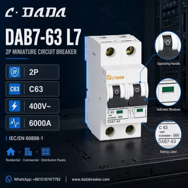 DAB7-63 L7 2P MCB - Jasna, kompaktna zaštita za razvodne ploče